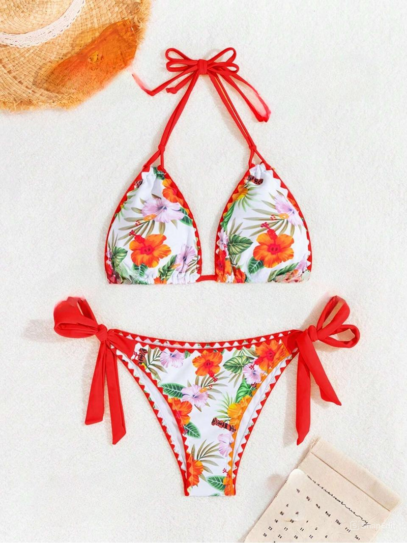 Conjunto de Biquini Estampado Tropical Verão